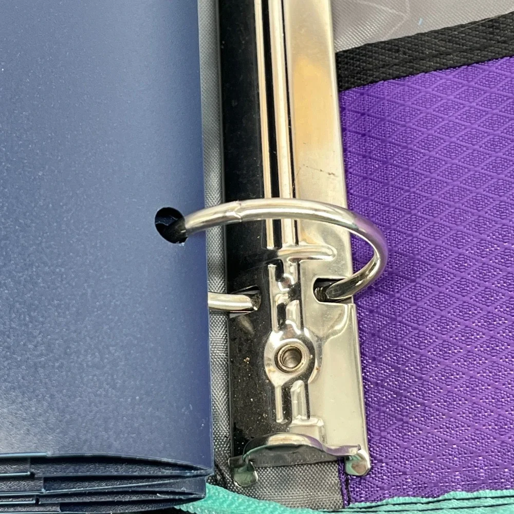 Five Star Zip Side Binder 3 Tab Expanding File Purple Black Teal 3-Ring Binder